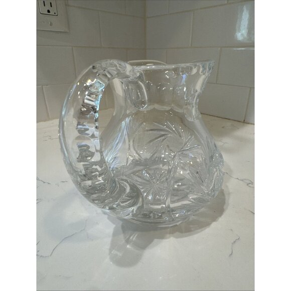 Vintage Beautiful Polish Cut Crystal Pinwheel Pattern 5" Pitcher - Picture 3 of 16